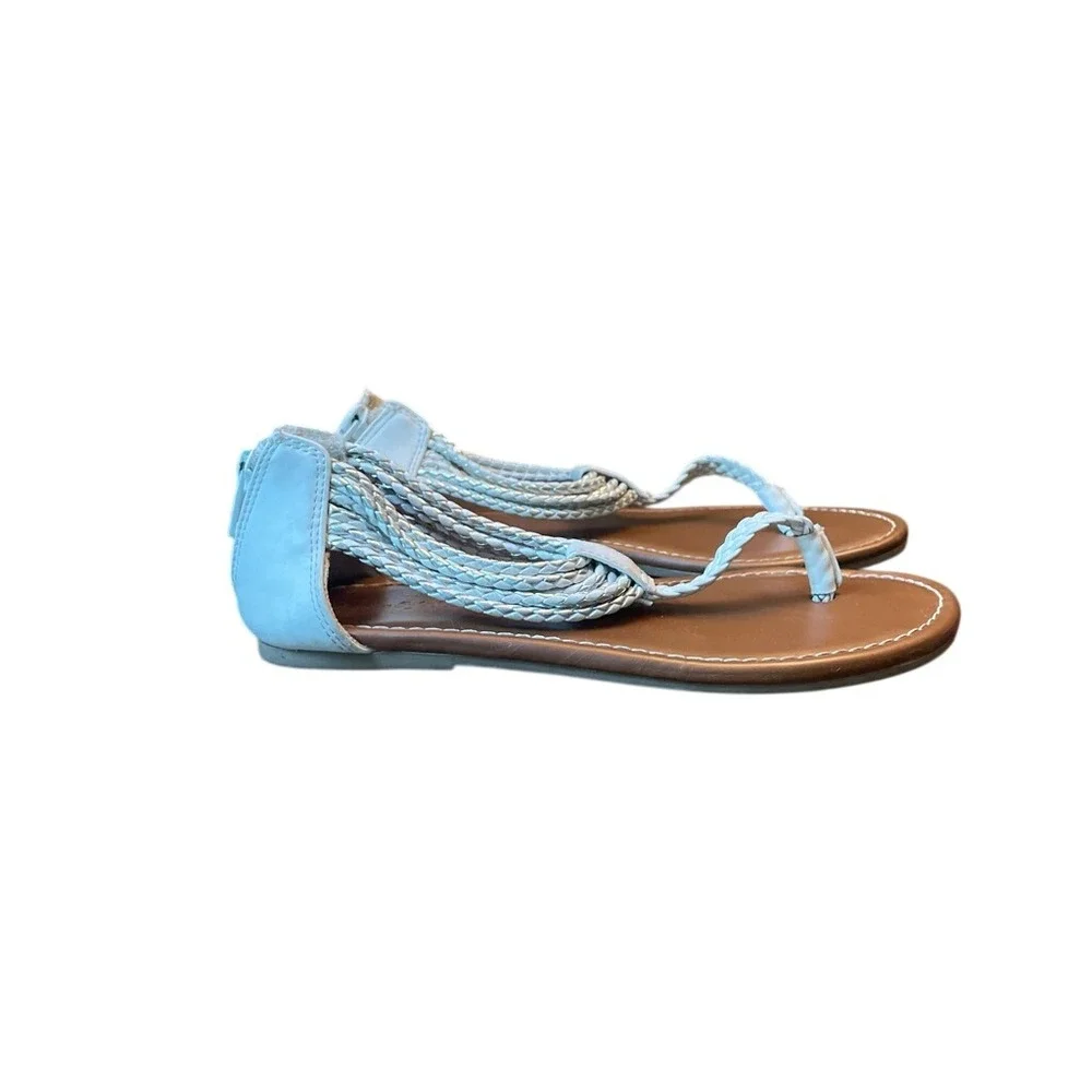 White Braided Sandals Kids Size 3 American Eagle Silver Metallic Gladiator Flat